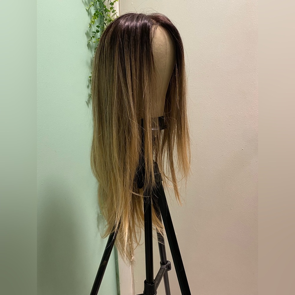 Human/Synthetic Blend Chic Ombre Brown and Blonde Lace Front Wig